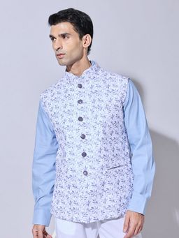 SHOWOFFFF - Floral Printed Purple Nehru Jacket