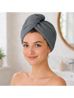 LUXEHOME INTERNATIONAL - Grey Solid Hair Wrap Towel