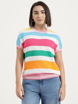 United Colors of Benetton - Multi-Color Round Neck Striped Sweater