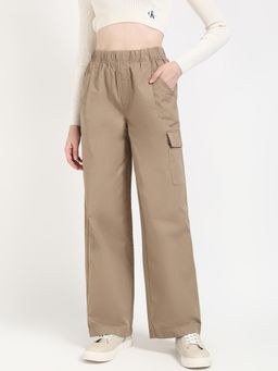 Calvin Klein - Beige Relaxed Fit Solid High Rise Cargo