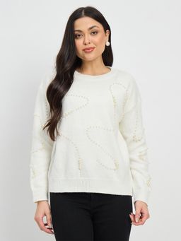 Madame - Embellished White Sweater