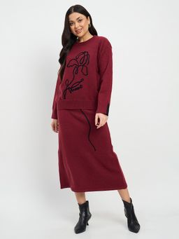 Madame - Maroon Knit Co-Ord Set