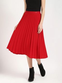 Tommy Hilfiger - Red Regular Fit Solid High-Rise Skirt