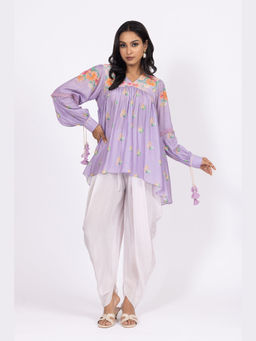 LABEL NAARITI - Zoya Purple Thread Work Dhoti Sets