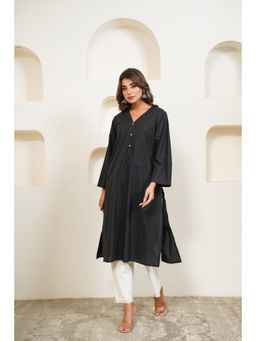 Tara-C-Tara - Black Premium Cotton Long Kurta