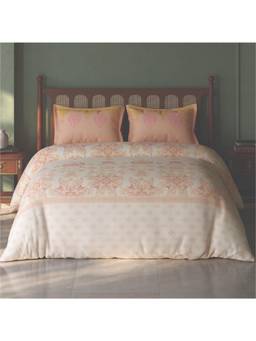 SPACES - Tvara Light Blush Floral 100% Cotton Super King Bedsheet with 2 Pillow Covers