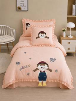 Little Surprise Box - Set of 4 Little Girl Luxe 3D Embroidered Bedding Set for Single Bed