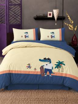 Little Surprise Box - Set of 4 Skateboard Croc Luxe Embroidered Bedding Set for King Size Bed