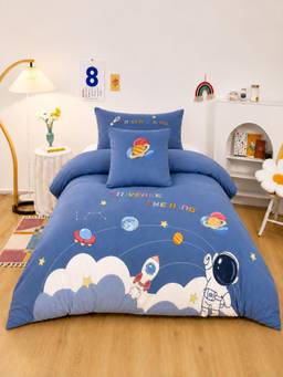 Little Surprise Box - Set of 4 Space Theme Luxe Embroidered Bedding Set for Single Bed
