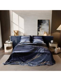 Stoa Paris - LOUVRE digital printed Super king size bed sheet with 4 Pillow Cover-Blue