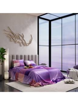Stoa Paris - SOP Ver-2 digital printed Super king size bed sheet with 2 Pillow Cover-Lavender