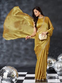 Kasee - Mustard Art Silk Embellished Saree with Unstitched Blouse