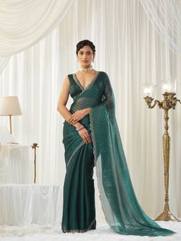 Kasee - Blue Art Silk Embellished Saree with Unstitched Blouse