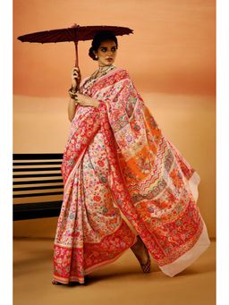 Mysilklove - Baby Pink Kashmiri Handloom Jamewar Saree with Unstitched Blouse