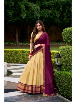 LooknBook Art - Traditional Zari Weaving Chaniya Stitched Purple Lehenga with Blouse and Dupatta