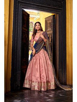 LooknBook Art - Festive Dupion Silk Zari Chaniya Stitched Pink Lehenga with Blouse and Dupatta