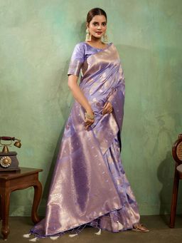 MEENA BAZAAR - Woven Art Silk Lavender Saree Without Blouse