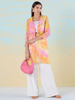 Navyasa By Liva - Yellow Lurex Abstract Printed Shrug