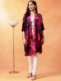 Navyasa By Liva - Purple Twill Abstract Printed Shrug