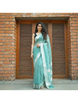 AMRUTKALA SAREES - Green Designer Banarasi Silk Kanjivaram Saree with Unstitched Blouse