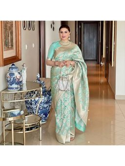 AMRUTKALA SAREES - Green Designer Banarasi Silk Kanjivaram Saree with Unstitched Blouse