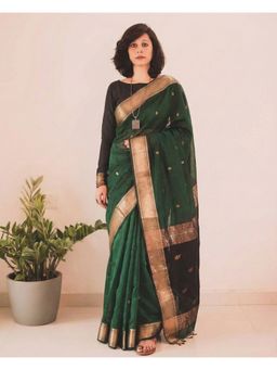 AMRUTKALA SAREES - Green Banarasi Silk Kanjivaram Saree with Unstitched Blouse