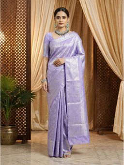 AMRUTKALA SAREES - Purple Designer Banarasi Silk Kanjivaram Saree with Unstitched Blouse