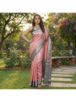 AMRUTKALA SAREES - Peach Banarasi Silk Kanjivaram Saree with Unstitched Blouse