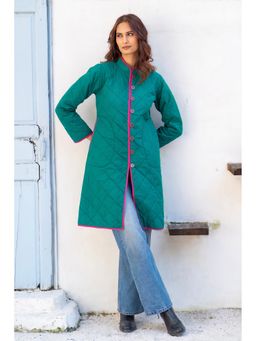 NAVYAS FASHION - Green Reversible Quilted Long Coat