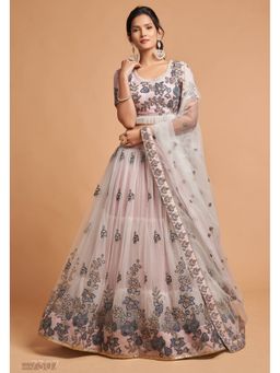 Pink Ethnic - Pink Sequin Semi-Stitched Lehenga with Unstitched Choli and Dupatta