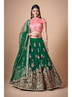 Pink Ethnic - Pink Semi-Stitched Lehenga with Unstitched Choli and Dupatta