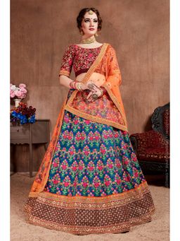 Pink Ethnic - Designer Maroon Mulberry Silk Semi-Stitched Lehenga with Unstitched Choli and Dupatta