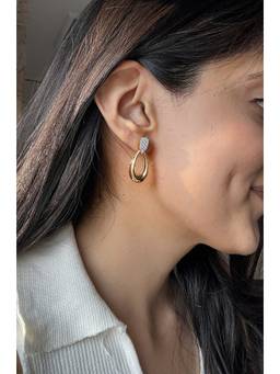 PRATA - Zorina Medium Dome White Earrings