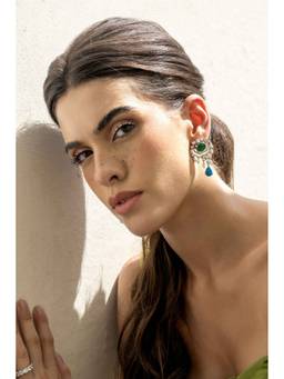 PRATA - Mirador Deco Green Earrings