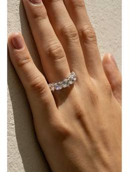 PRATA - Cushion Shape Half Eternity Band White Ring