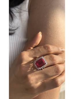 PRATA - Ruby Halo Elegance Red Ring
