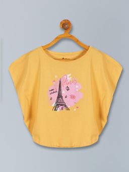 3PIN - Girls Printed Cap Sleeve Kaftan Poncho Top - Yellow