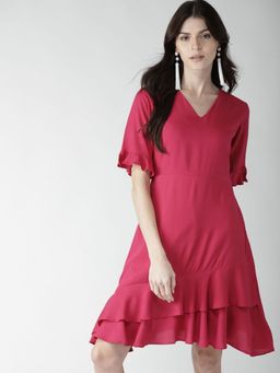 Twenty Dresses by Nykaa Fashion - Pink Ruffle Hem Short Dress