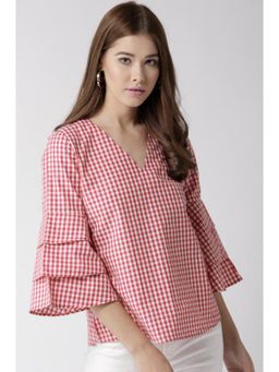 Twenty Dresses by Nykaa Fashion - Red and White Gingham Printed Top