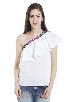 Twenty Dresses by Nykaa Fashion - White Sided by Florals Top