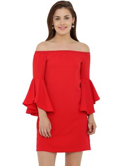 Twenty Dresses by Nykaa Fashion - The Bell Sleeve Flare Dress - Red