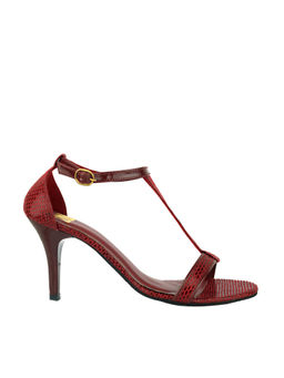 Twenty Dresses by Nykaa Fashion - Going For The Kill Snakeskin Heels - Maroon