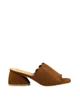 Twenty Dresses by Nykaa Fashion - Scalloped Around The Edges Flared Heels - Brown