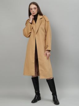 GAIIA - Brown Solid Colour Single Breasted Coat with Belt