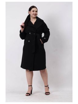 GAIIA - Women Black Winter Double Breasted Coat with Belt