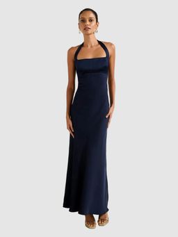 Forever New - Navy Blue April Open Back Satin Dress