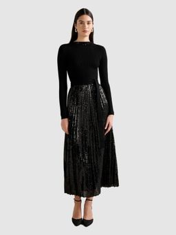Forever New - Lina Sequin Pleat Knit Dress with Belt