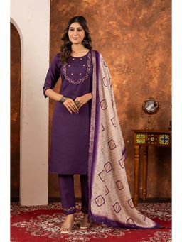 Gahan - Divyadham Textiles Elegant Marina Silk Straight Kurta Pant Dupatta and Pant-Wine