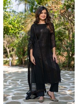 Gahan - Divyadham Textiles Faux Georgette Embroidered Kurta and Pant with Dupatta-Black