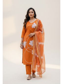 Gahan - Divyadham Textiles Elegant Embroidered Kurta and Pant with Dupatta-Orange